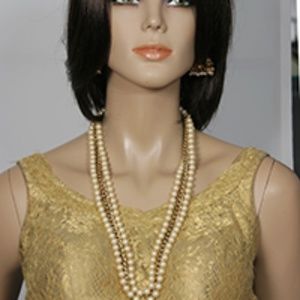 Long pearl and gold chain necklace